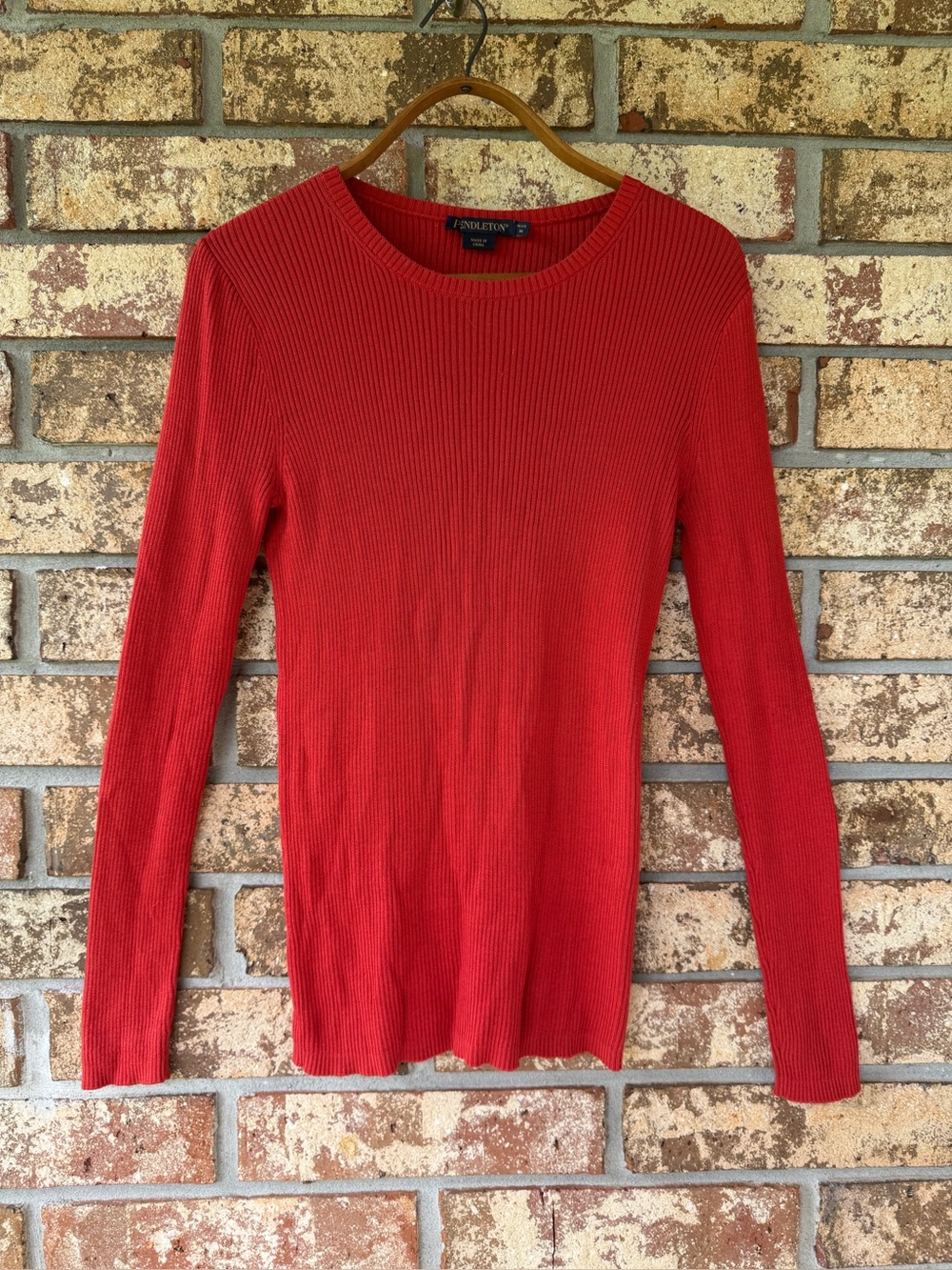 Pendleton Ribbed Crewneck Long Sleeve Knit Top Size MP Beautiful! 100% Silk